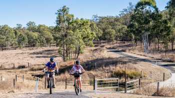Murgon,Jason Wyeth Cycling the rail trail around Murgon in Queensland